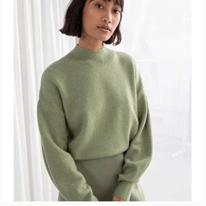 & Other Stories Mock Neck Sweater in Pistachio Green